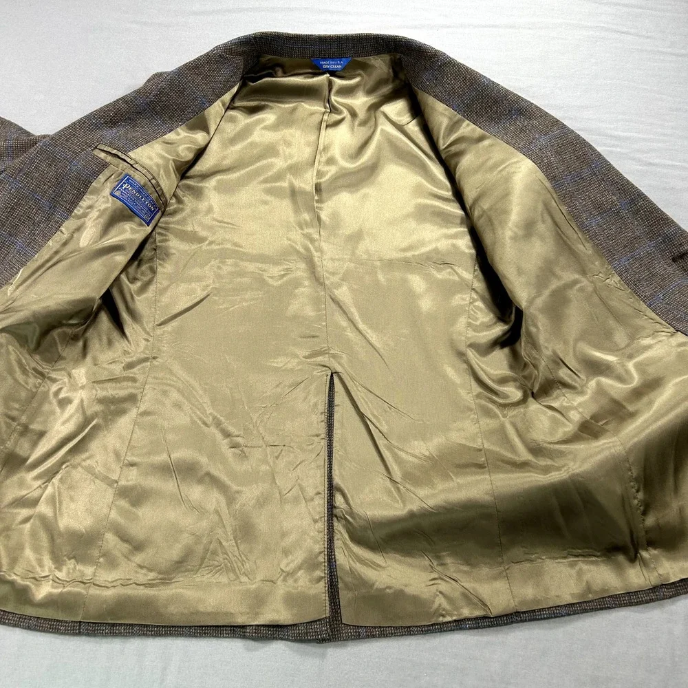 VINTAGE Pendleton‎ Blazer Mens 42 Brown Check Wool Sport Coat Jacket 80s